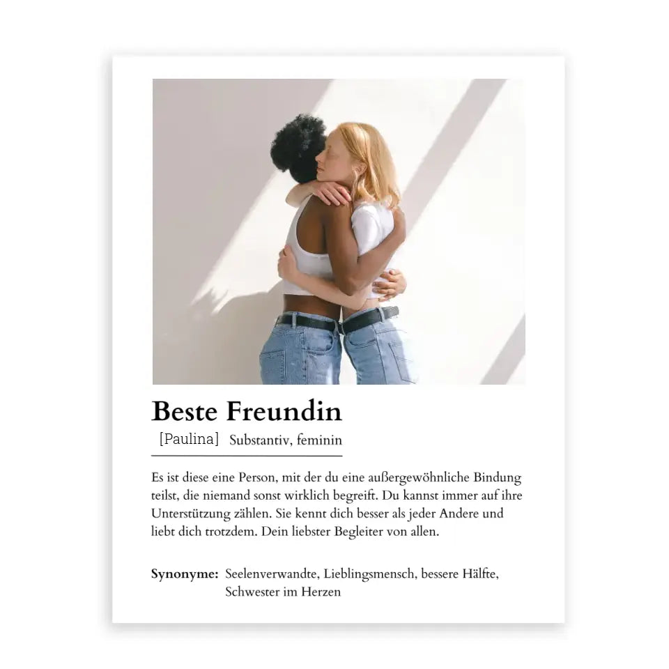 Freundin Poster - Personalisierbar mit Foto