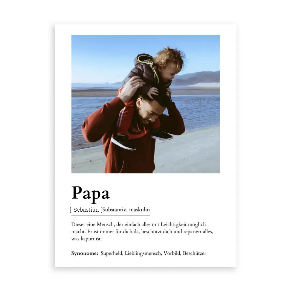 Papa Definitionsposter - Personalisierbar mit Foto
