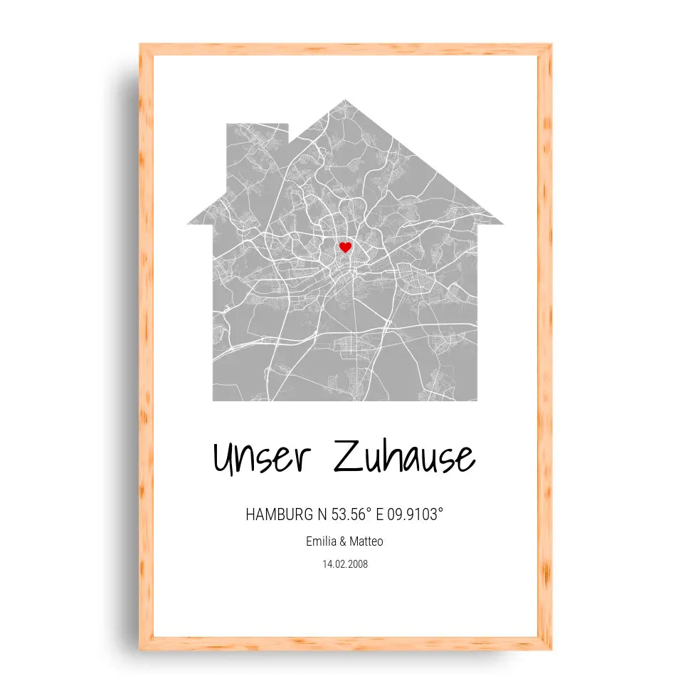 Zuhause Map Poster - Personalisierbar mit Text