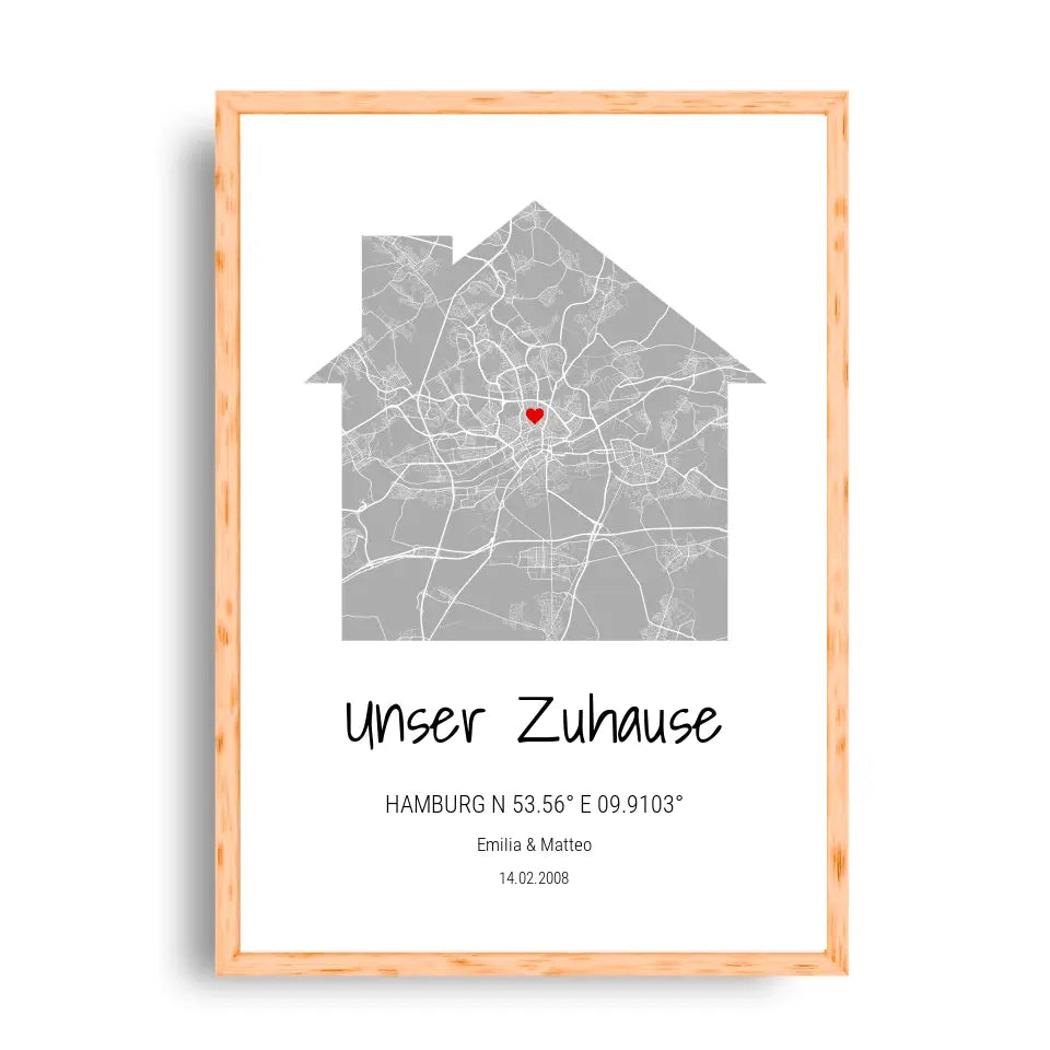 Zuhause Map Poster - Personalisierbar mit Text
