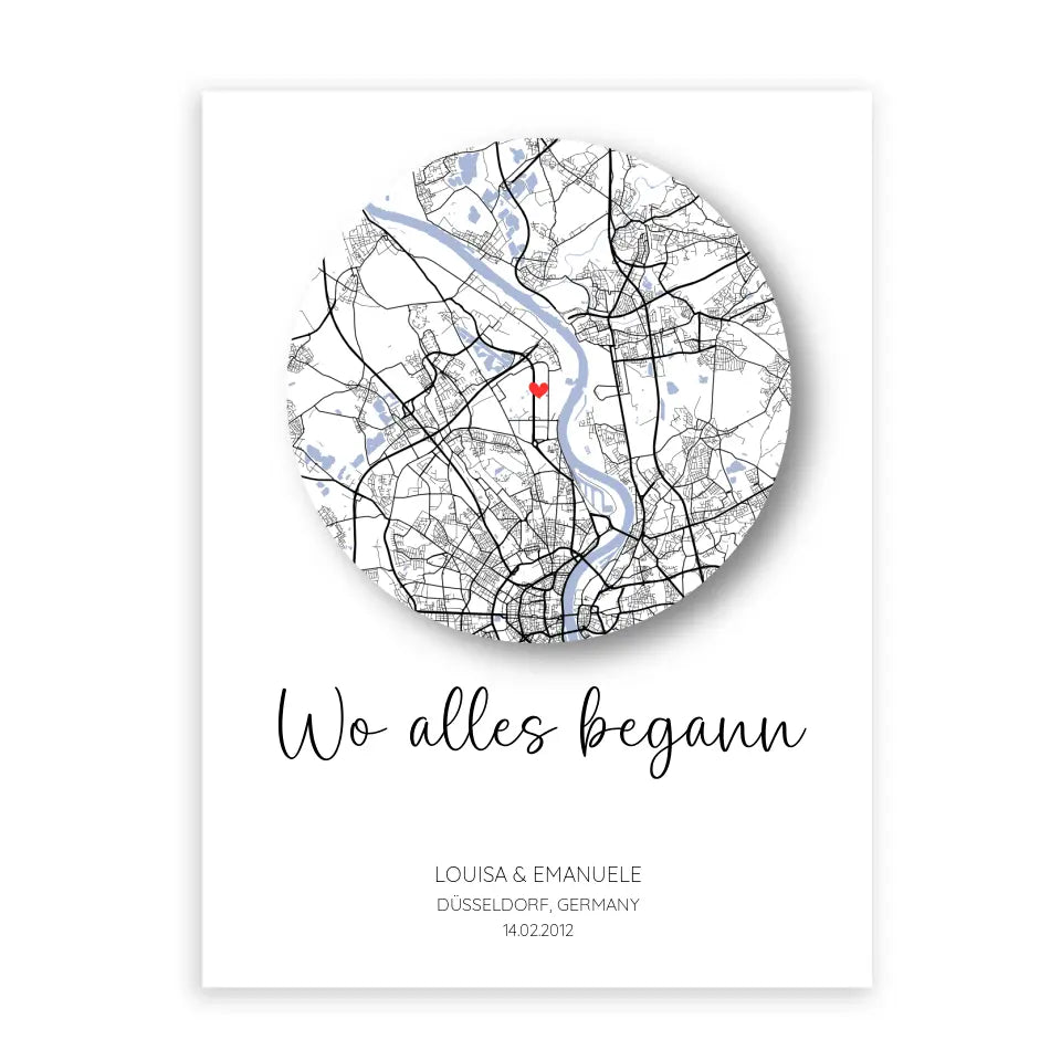 Wo alles begann Poster mit Schatten - Personalisierbar