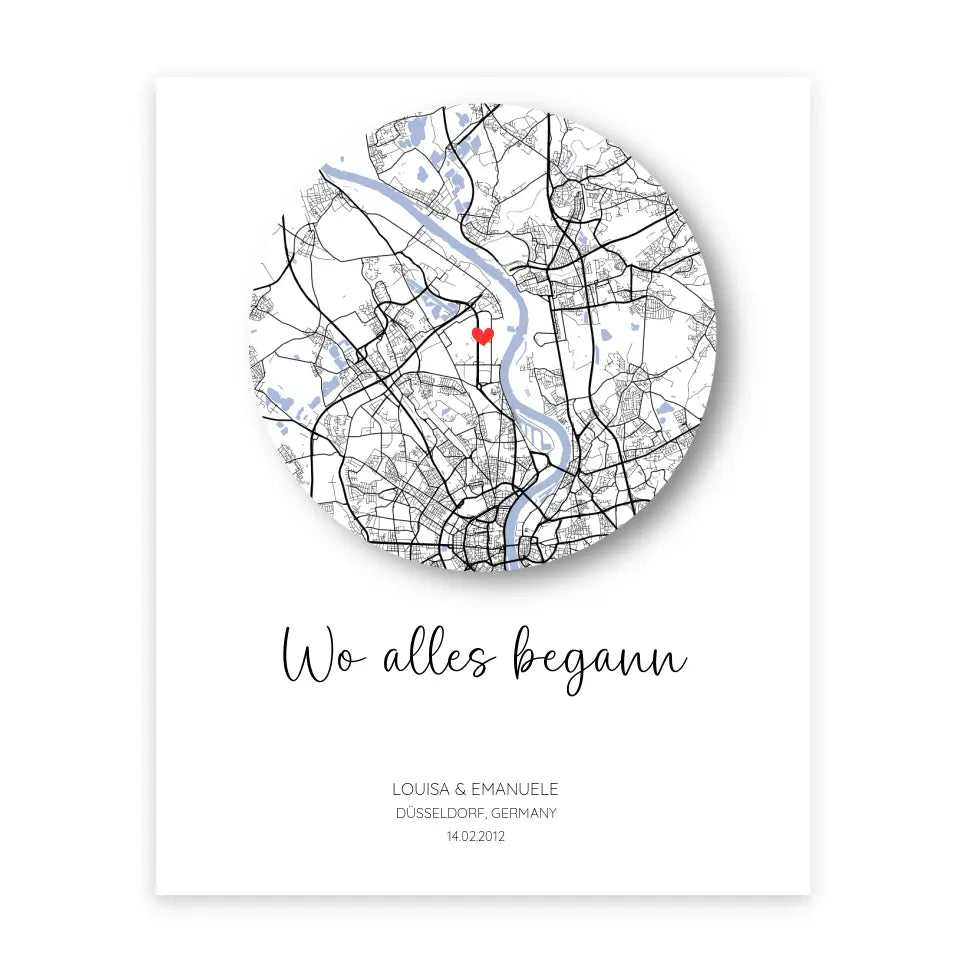 Wo alles begann Poster mit Schatten - Personalisierbar