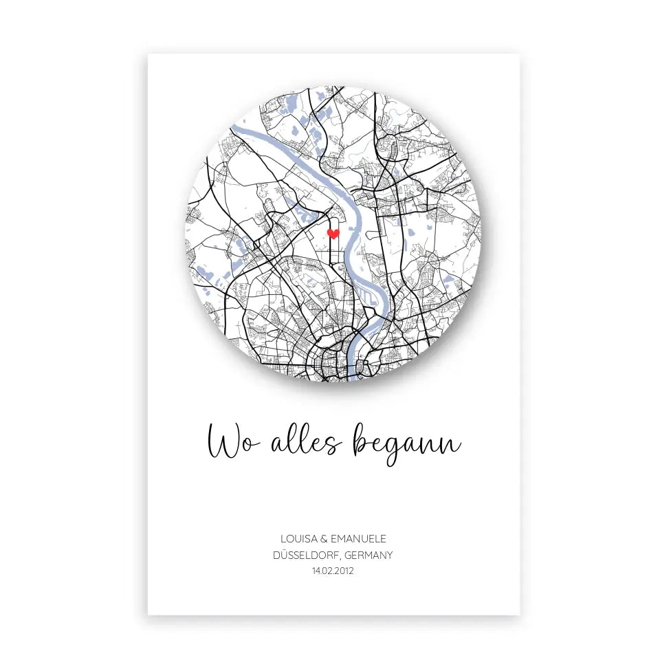 Wo alles begann Poster mit Schatten - Personalisierbar