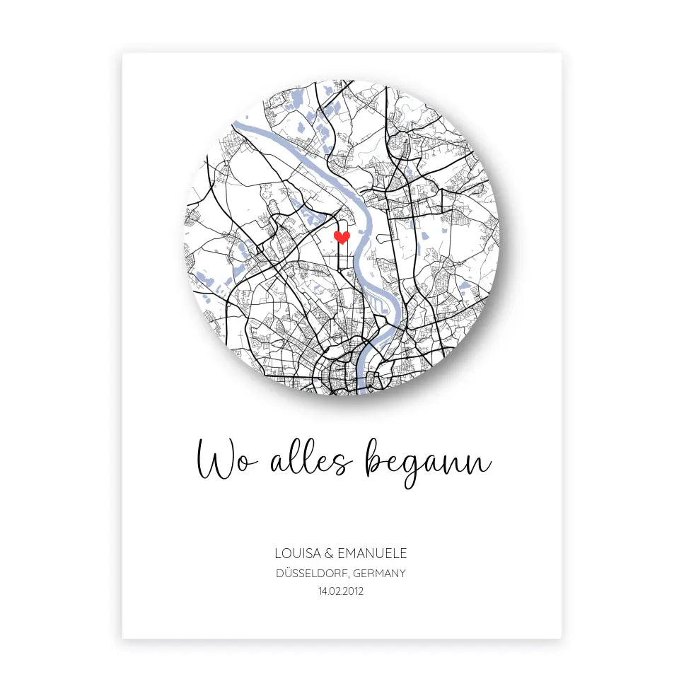 Wo alles begann Poster mit Schatten - Personalisierbar