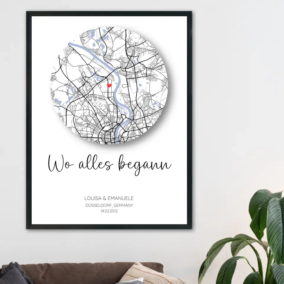 Wo alles begann Poster mit Schatten - Personalisierbar