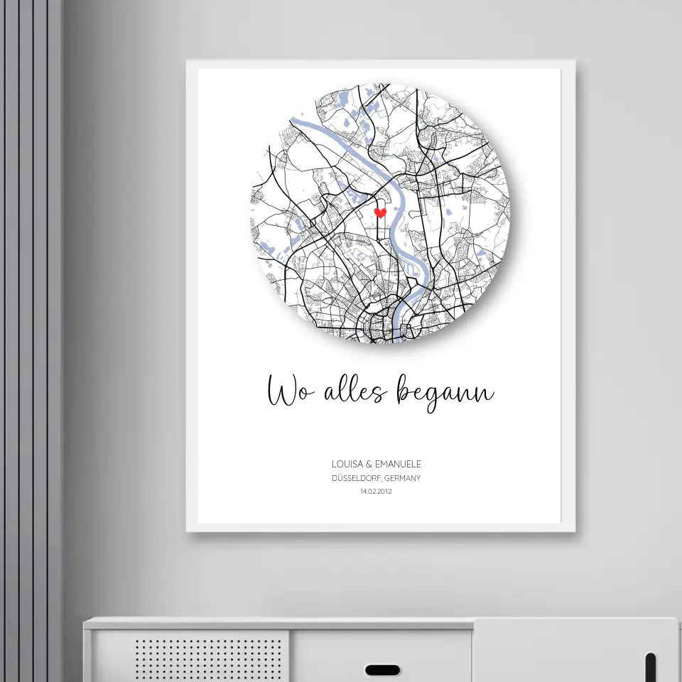 Wo alles begann Poster mit Schatten - Personalisierbar