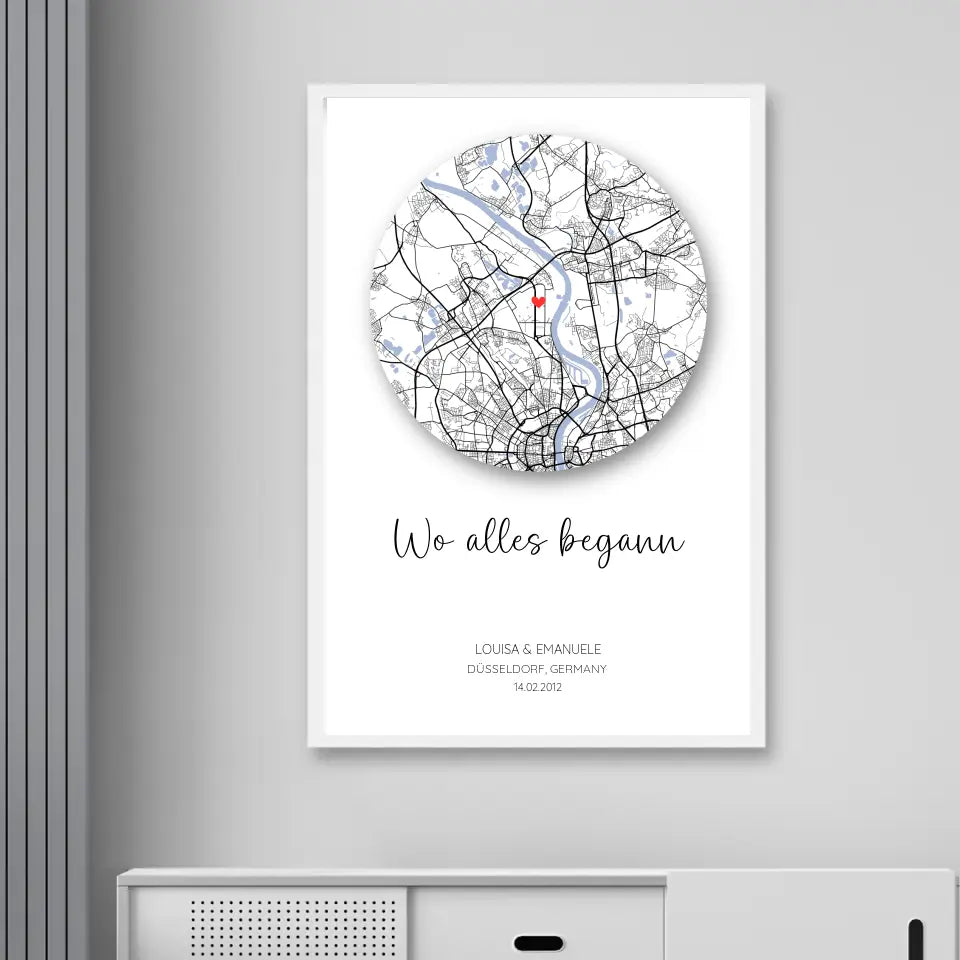 Wo alles begann Poster mit Schatten - Personalisierbar