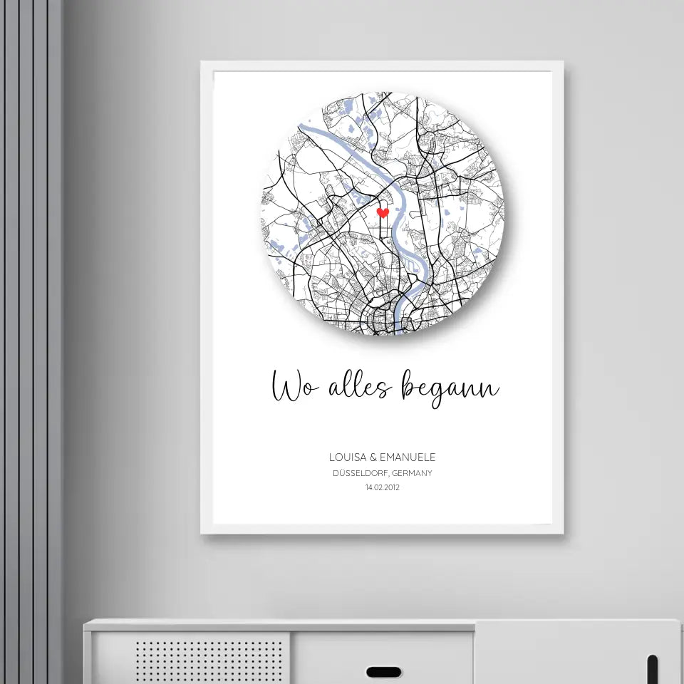 Wo alles begann Poster mit Schatten - Personalisierbar