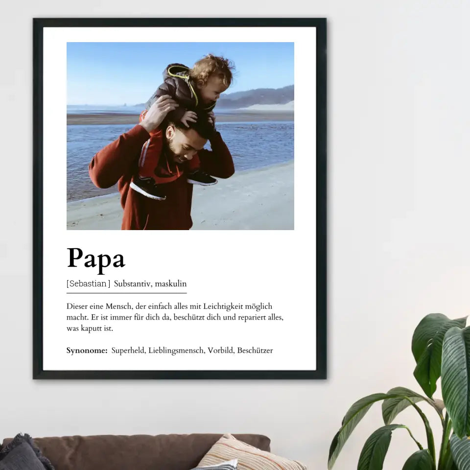 Papa Definitionsposter - Personalisierbar mit Foto