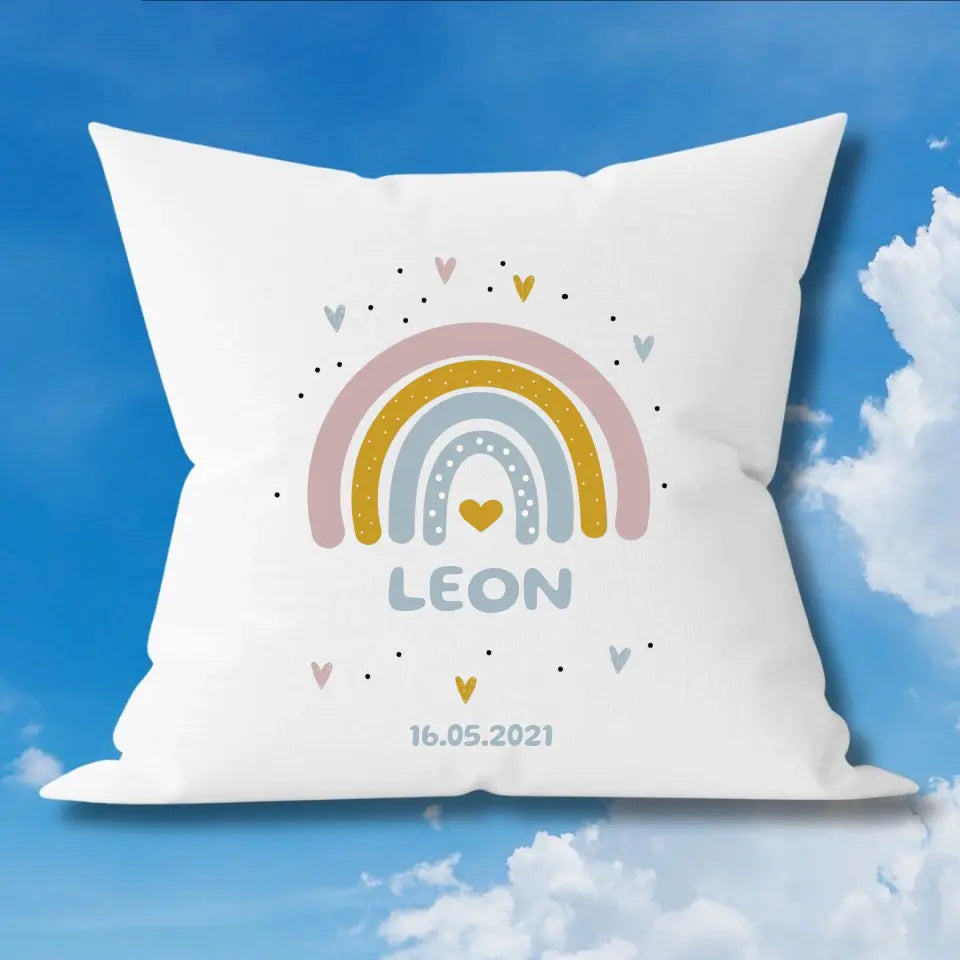 Baby Regenbogen Kissen - Personalisierbar - Geburt