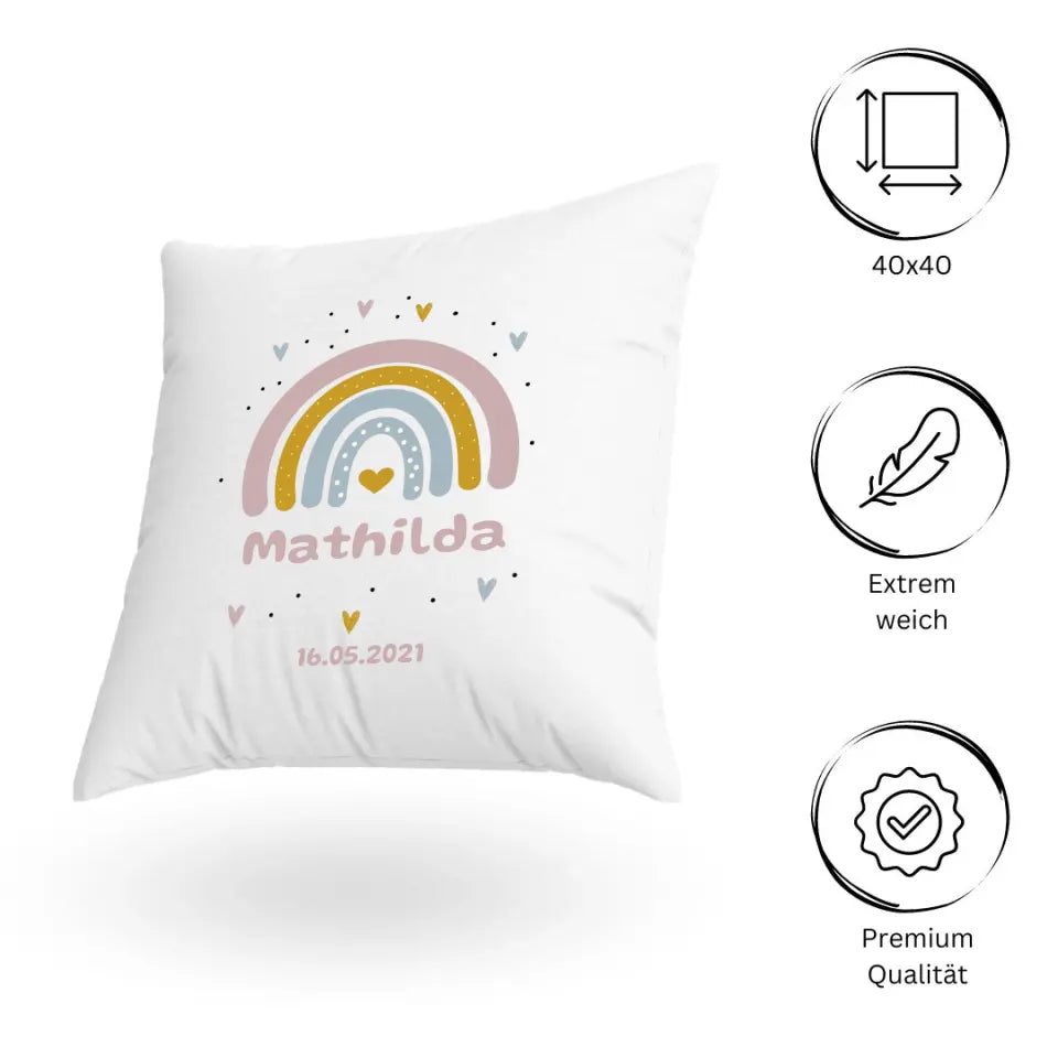 Baby Regenbogen Kissen - Personalisierbar
