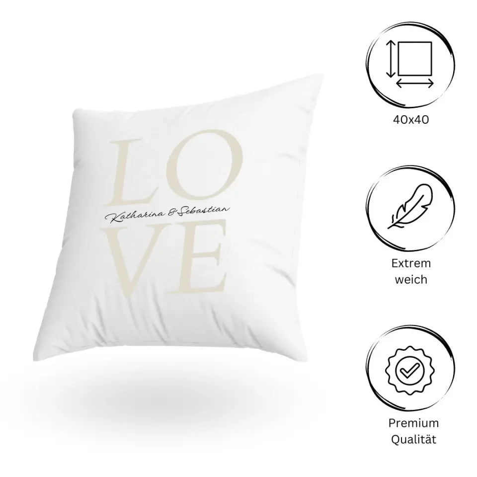 LOVE Premium Kissen - Personalisiertes Kissen