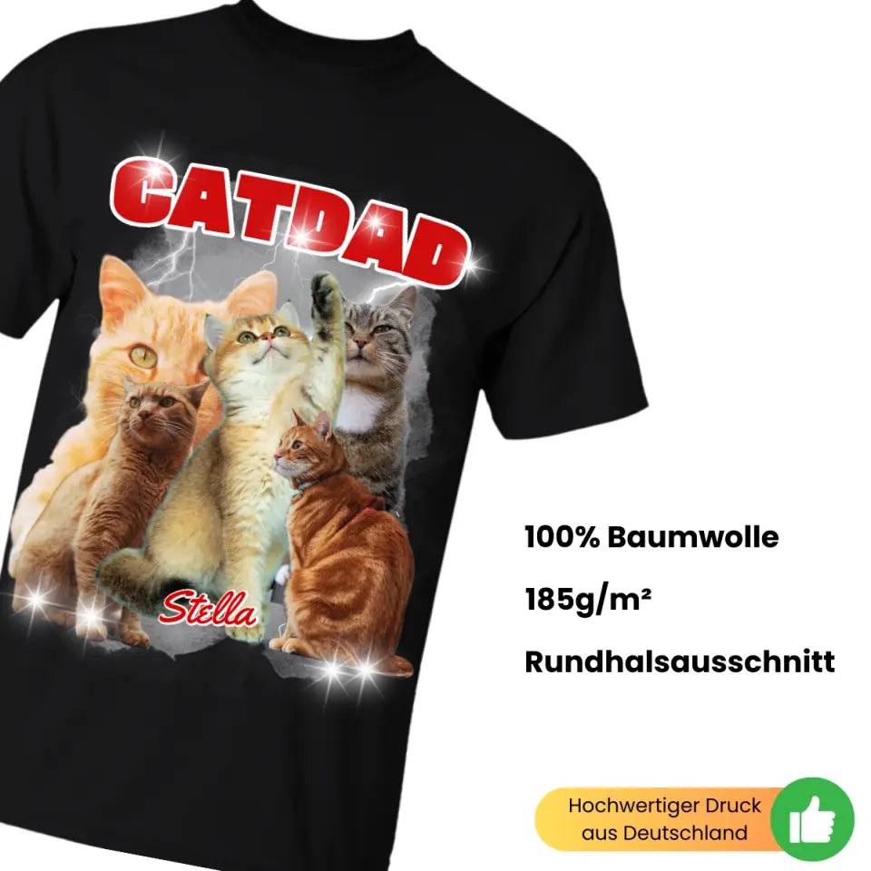 90er Bootleg - Vintage Catdad T-Shirt - Personalisiert
