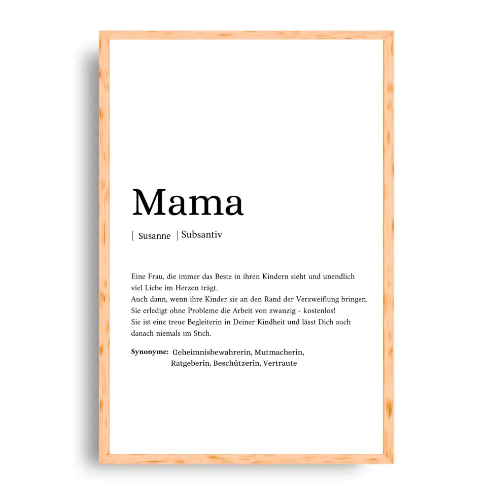 Mama Synonym Poster - Personalisierbar mit Namen