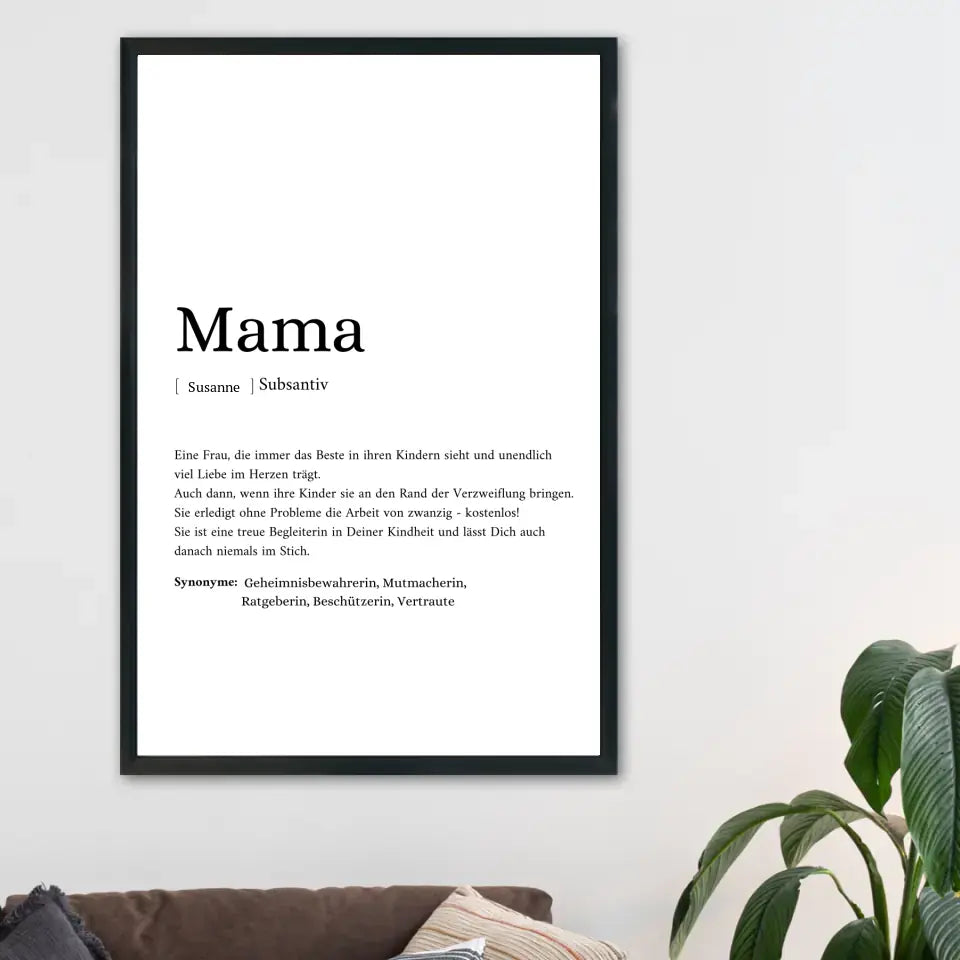 Mama Synonym Poster - Personalisierbar mit Namen