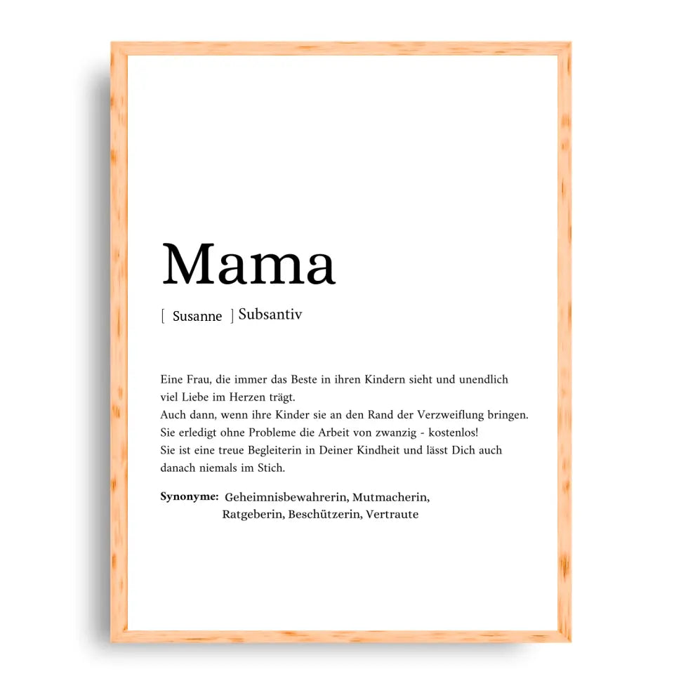 Mama Synonym Poster - Personalisierbar mit Namen