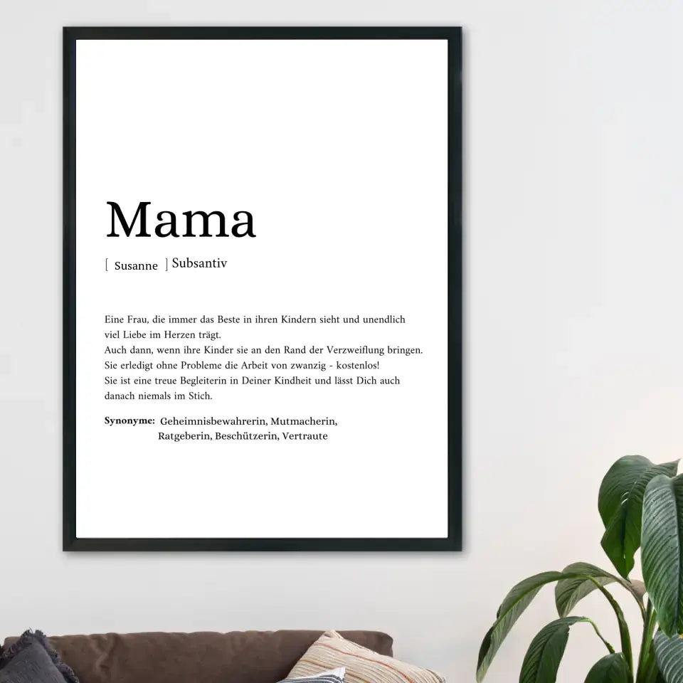 Mama Synonym Poster - Personalisierbar mit Namen