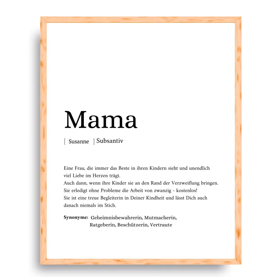 Mama Synonym Poster - Personalisierbar mit Namen