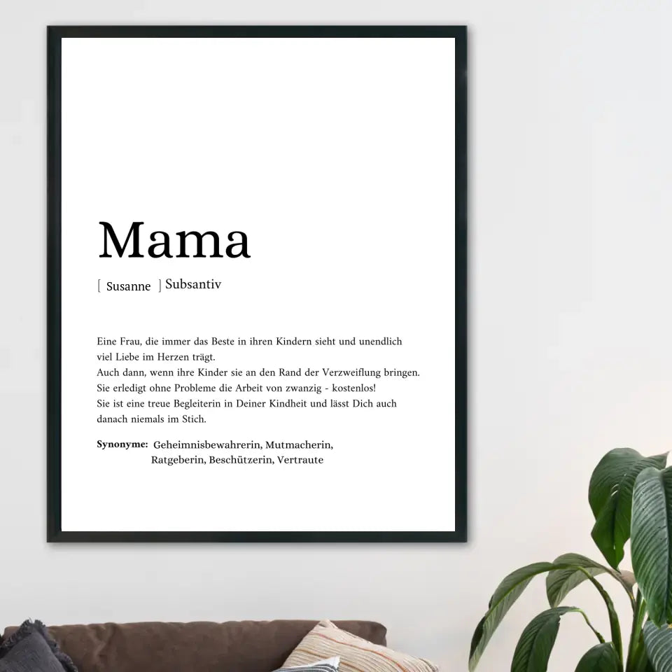 Mama Synonym Poster - Personalisierbar mit Namen