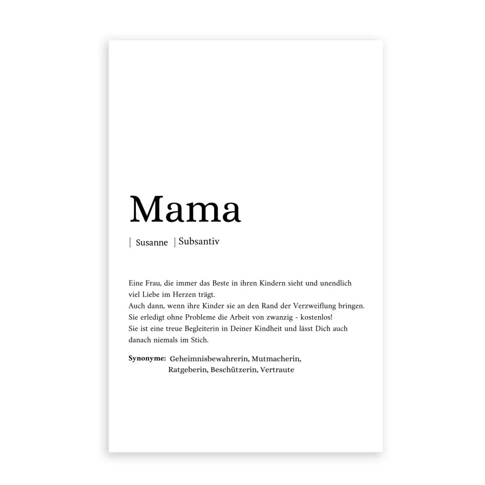 Mama Synonym Poster - Personalisierbar mit Namen