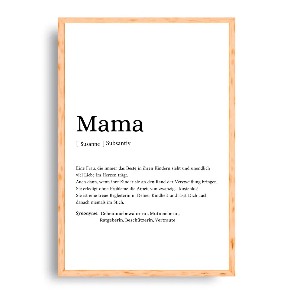 Mama Synonym Poster - Personalisierbar mit Namen