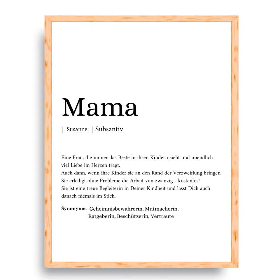 Mama Synonym Poster - Personalisierbar mit Namen