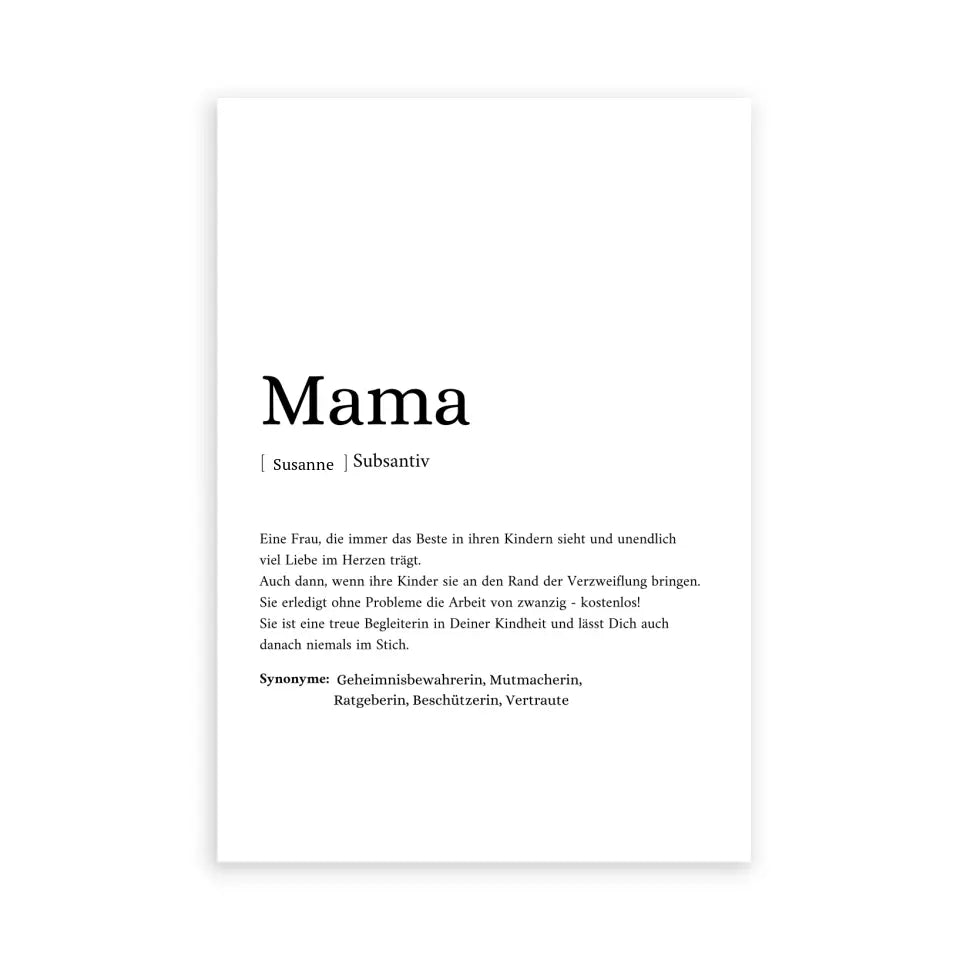 Mama Synonym Poster - Personalisierbar mit Namen