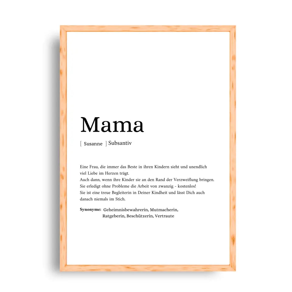 Mama Synonym Poster - Personalisierbar mit Namen