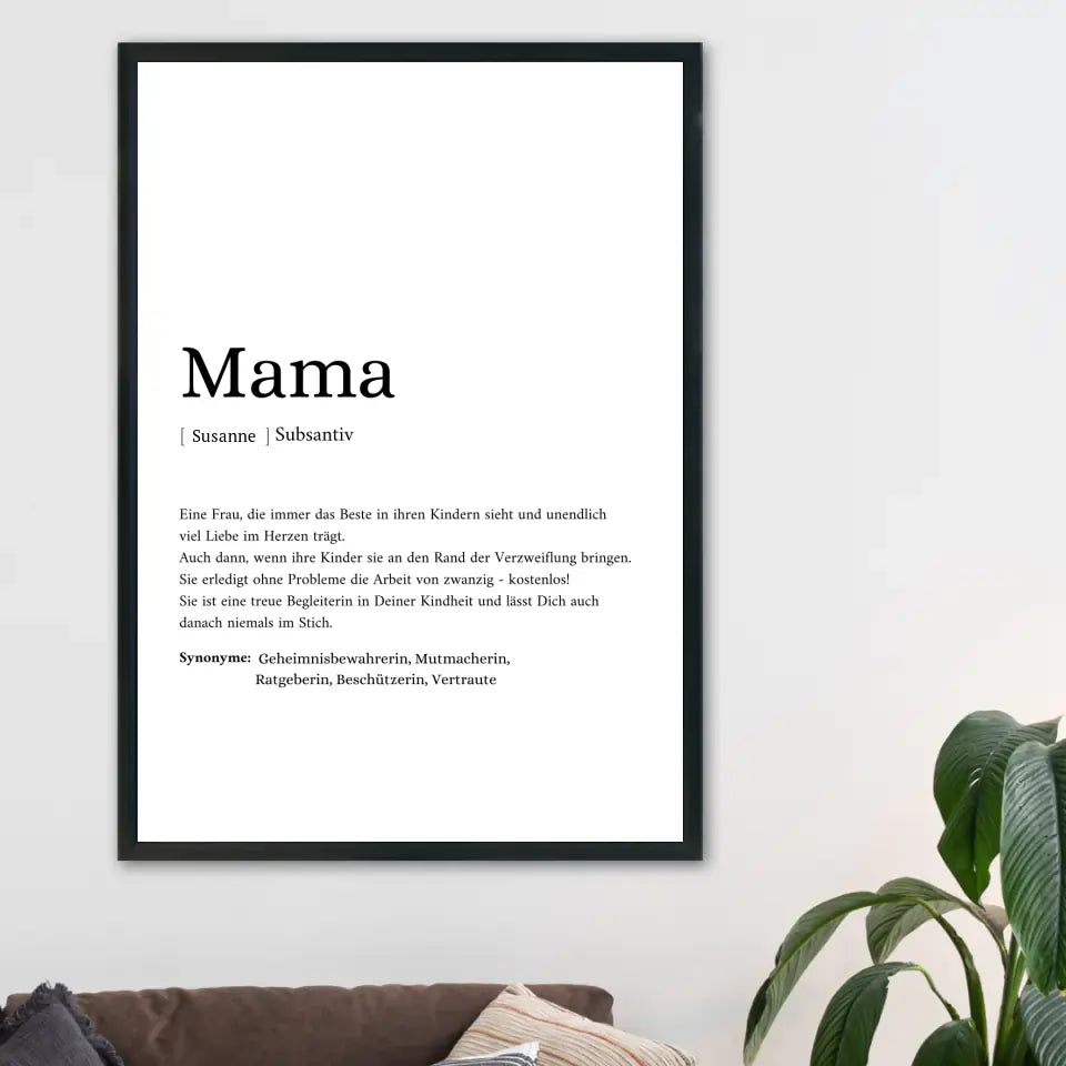 Mama Synonym Poster - Personalisierbar mit Namen