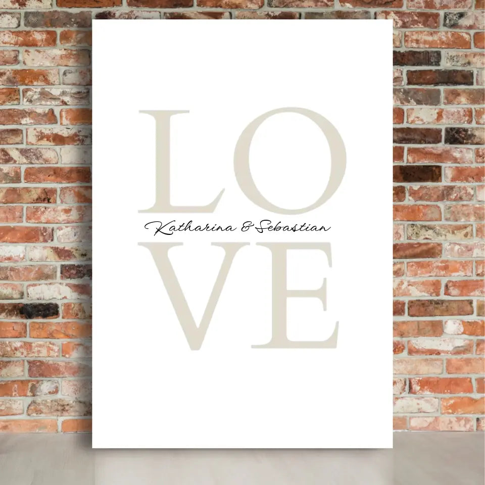 LOVE Leinwand mit Namen - Personalisierte Leinwand