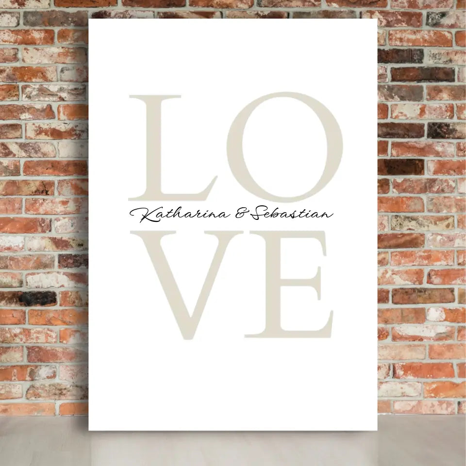 LOVE Leinwand mit Namen - Personalisierte Leinwand