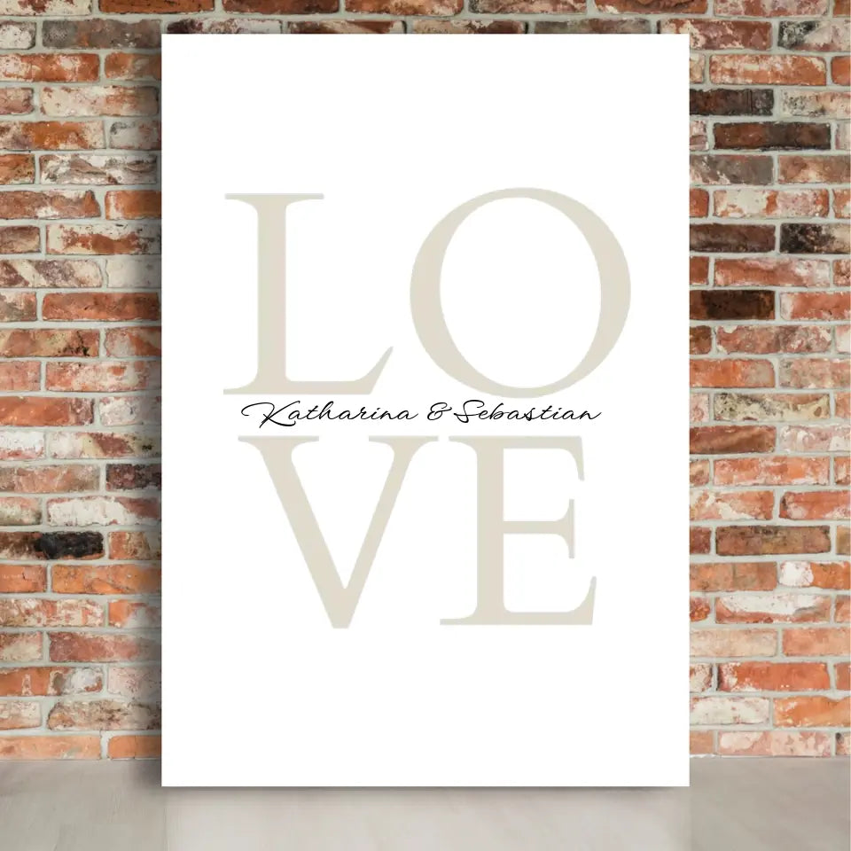 LOVE Leinwand mit Namen - Personalisierte Leinwand