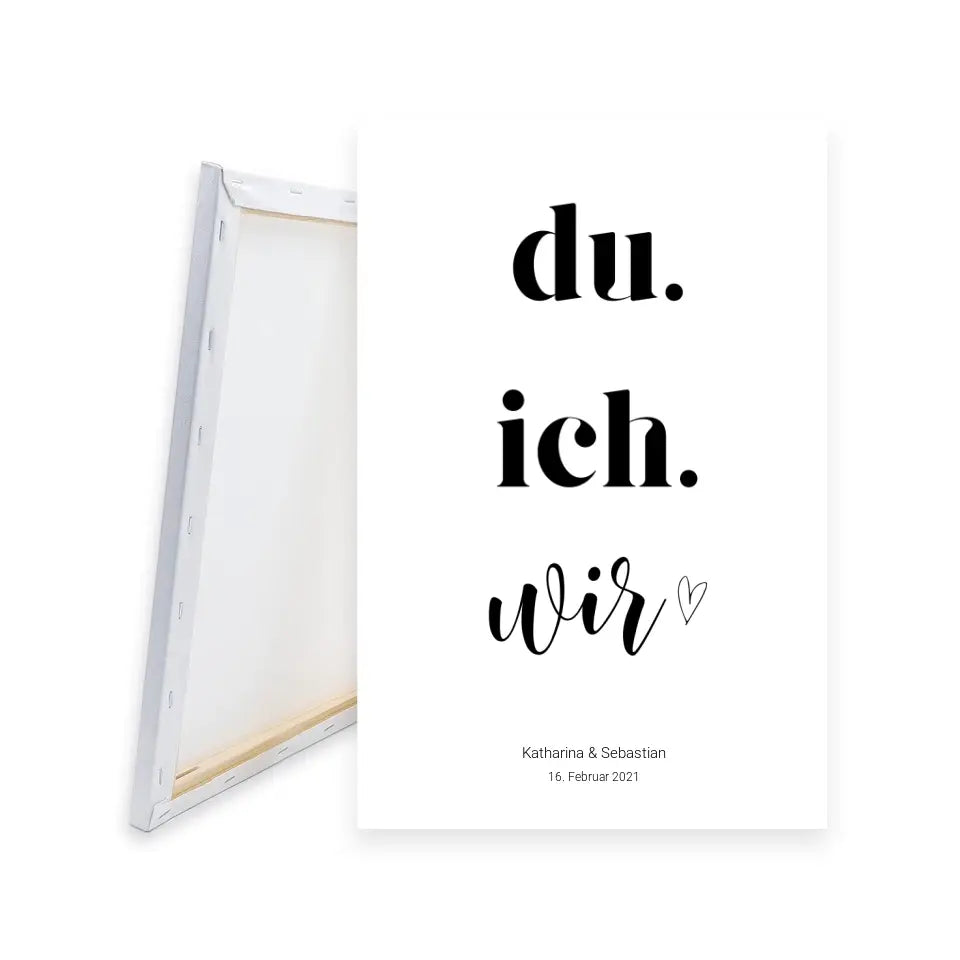 Du, ich, wir - Personalisierte Leinwand mit Namen