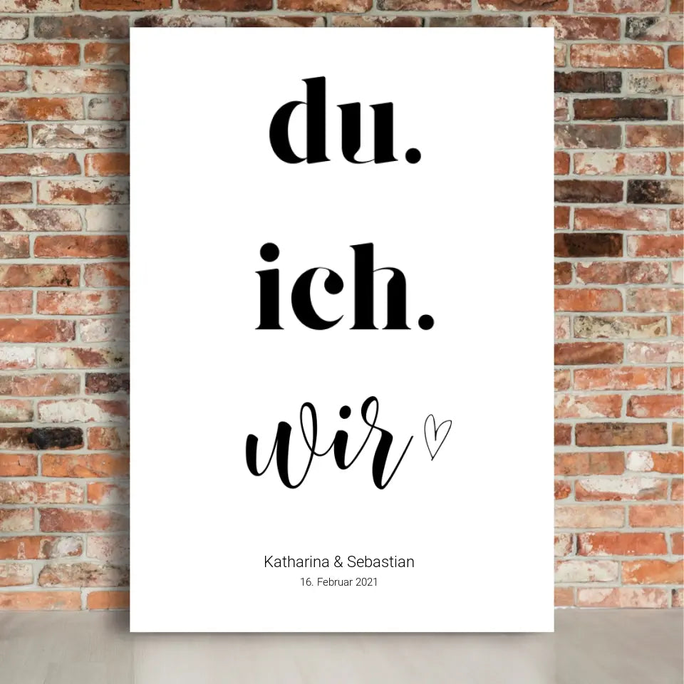 Du, ich, wir - Personalisierte Leinwand mit Namen