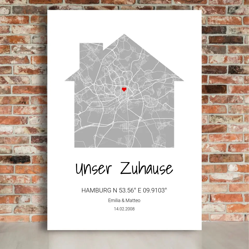 Zuhause Leinwand - Personalisierbar mit Text