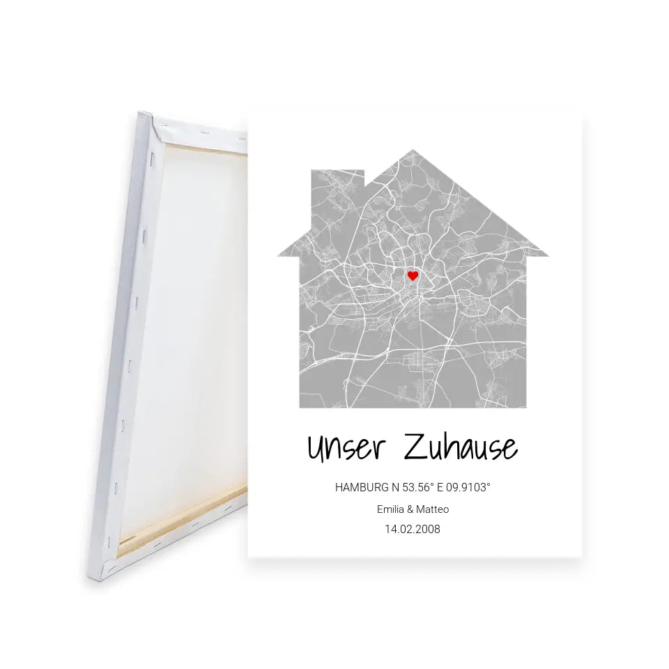 Zuhause Leinwand - Personalisierbar mit Text
