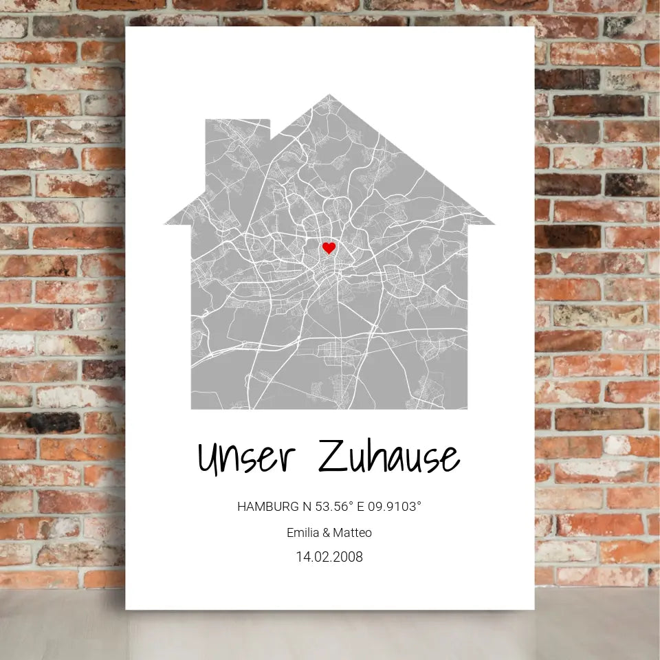 Zuhause Leinwand - Personalisierbar mit Text