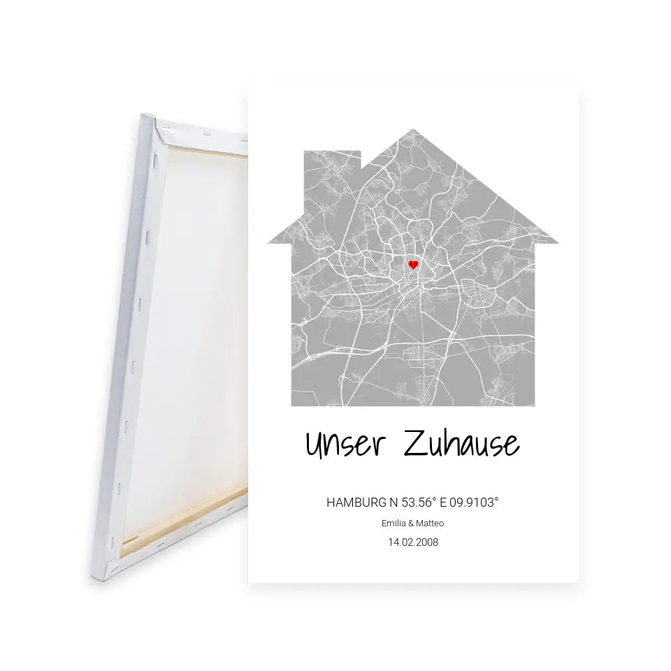 Zuhause Leinwand - Personalisierbar mit Text