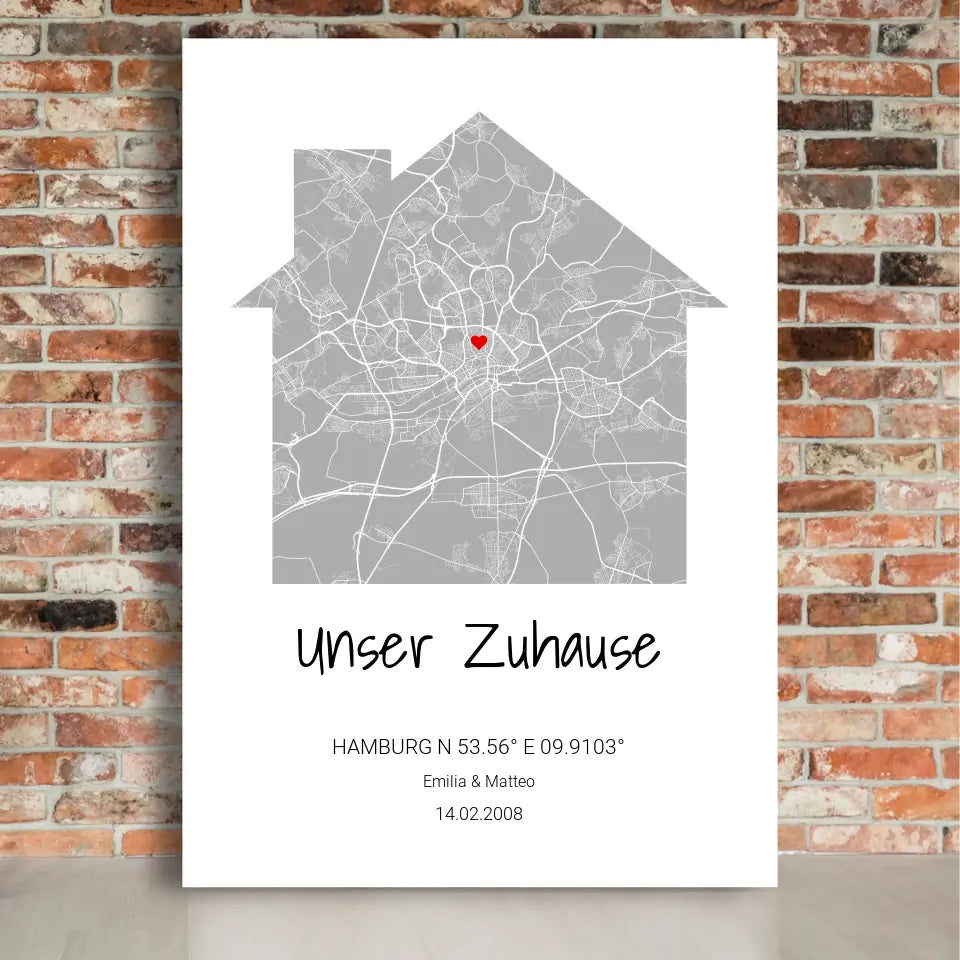 Zuhause Leinwand - Personalisierbar mit Text