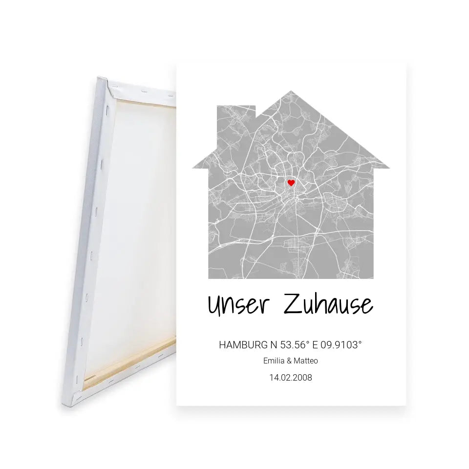 Zuhause Leinwand - Personalisierbar mit Text