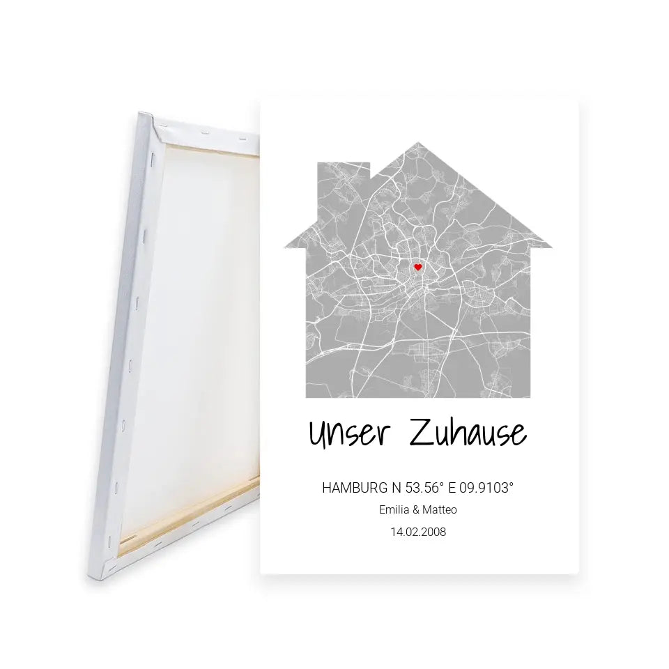 Zuhause Leinwand - Personalisierbar mit Text
