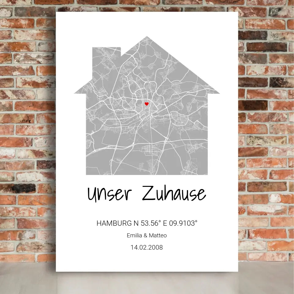 Zuhause Leinwand - Personalisierbar mit Text
