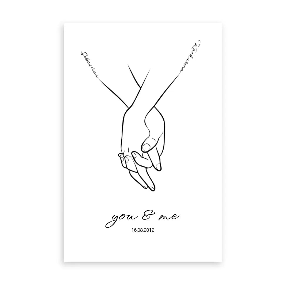 Hand in Hand Namen - Personalisiertes Poster