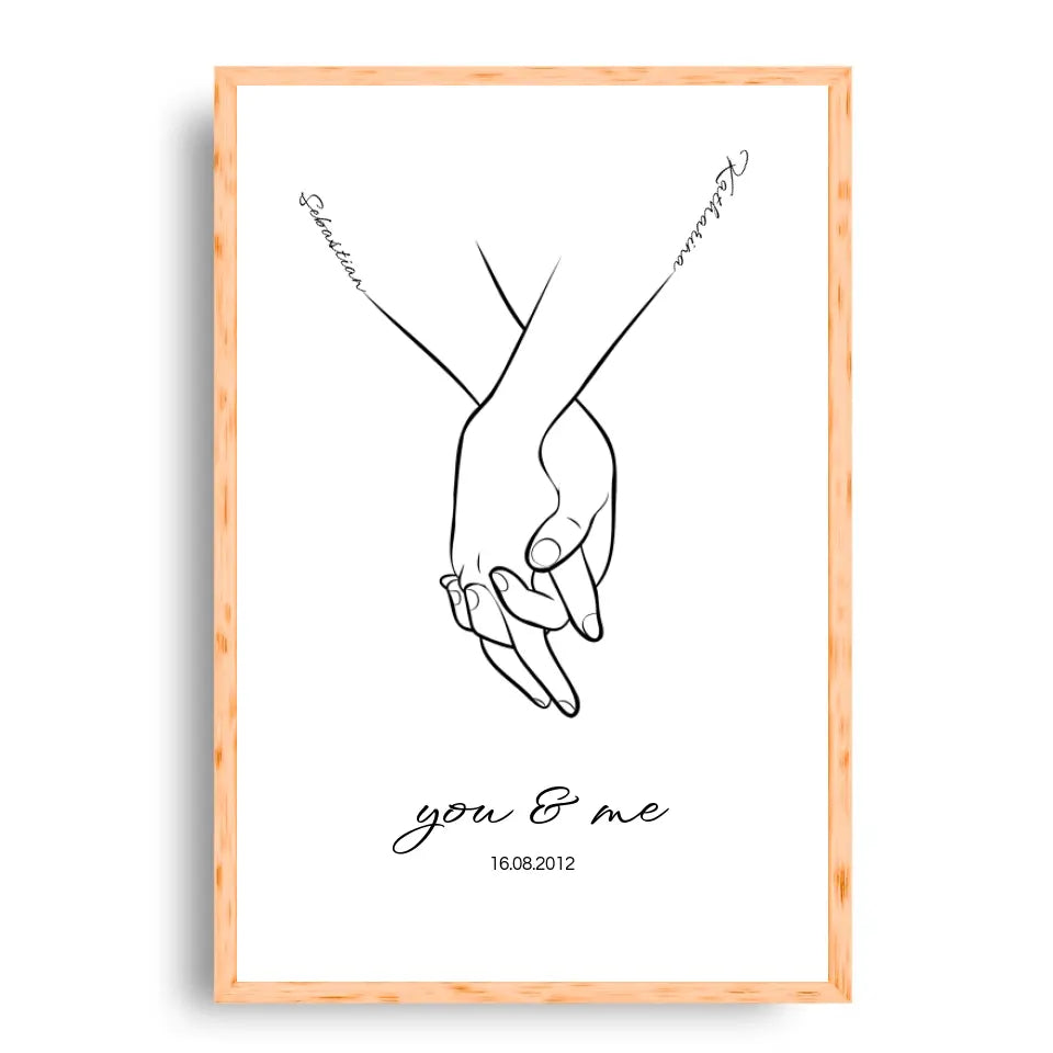 Hand in Hand Namen - Personalisiertes Poster