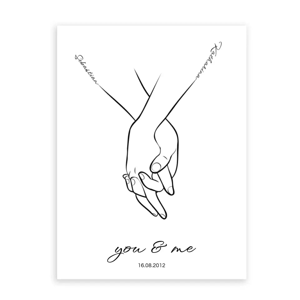 Hand in Hand Namen - Personalisiertes Poster