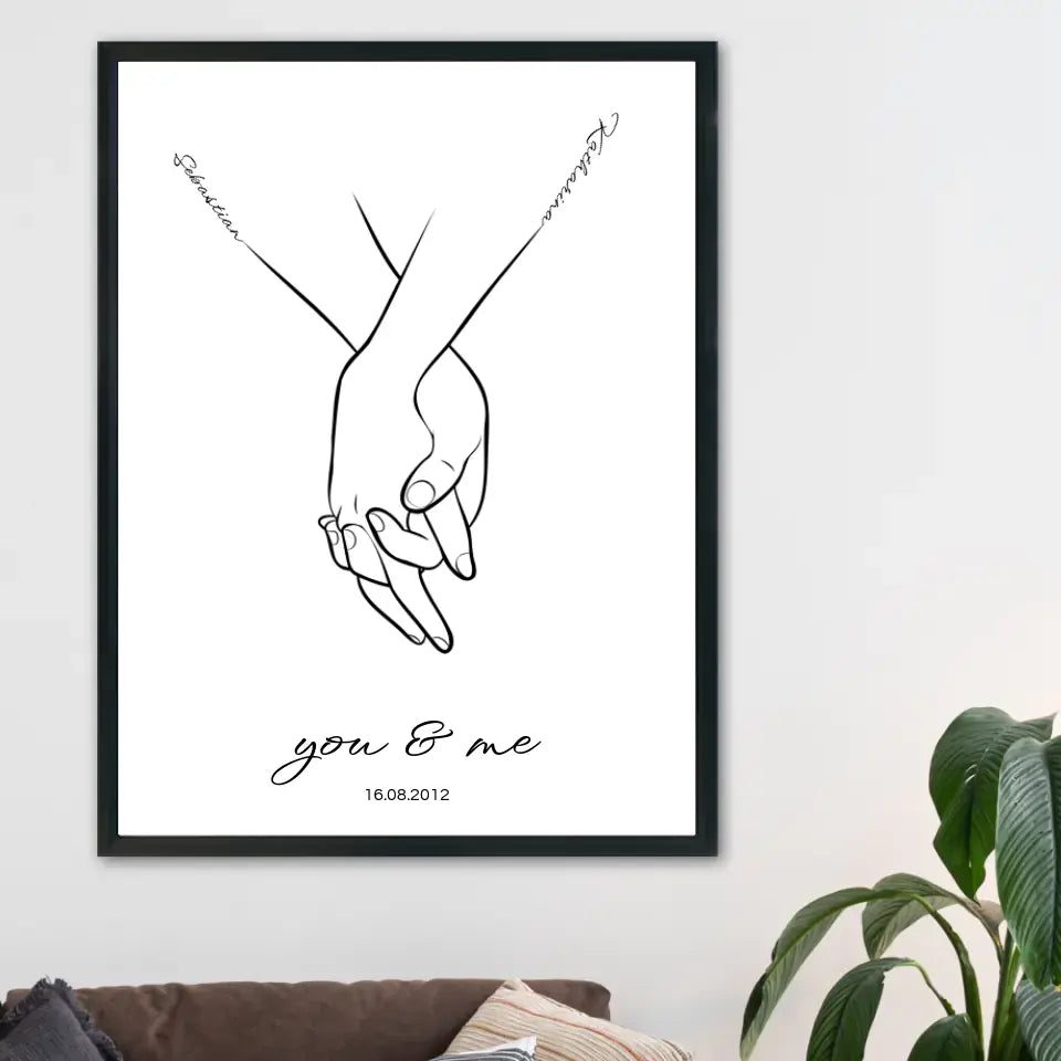 Hand in Hand Namen - Personalisiertes Poster