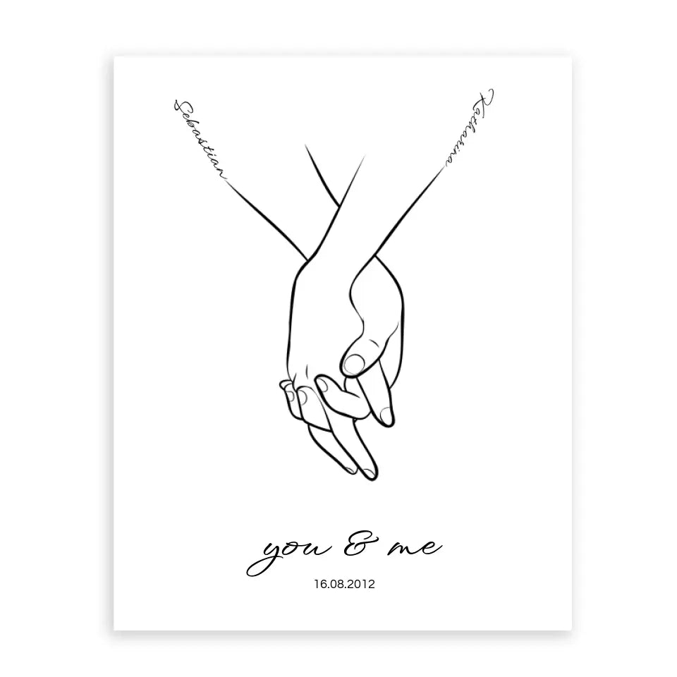Hand in Hand Namen - Personalisiertes Poster