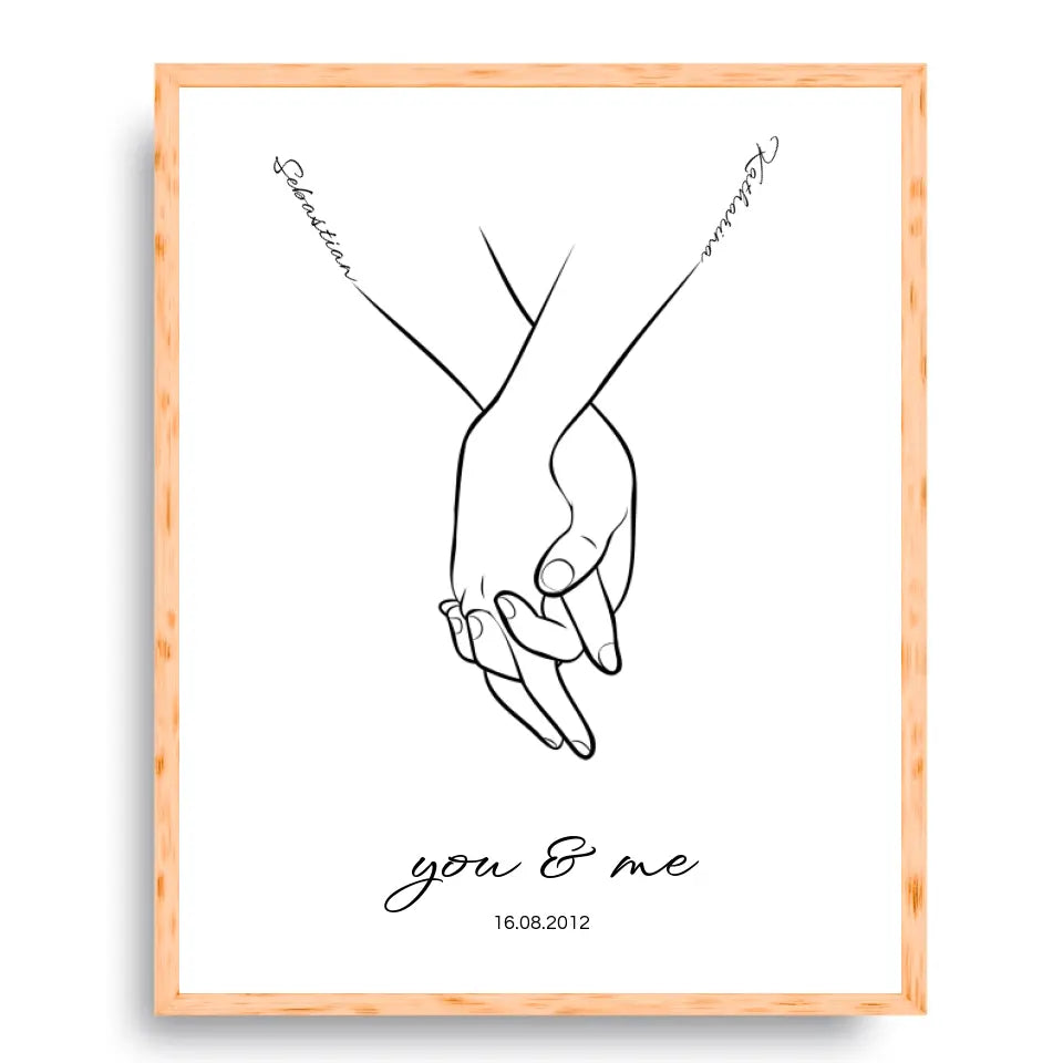 Hand in Hand Namen - Personalisiertes Poster