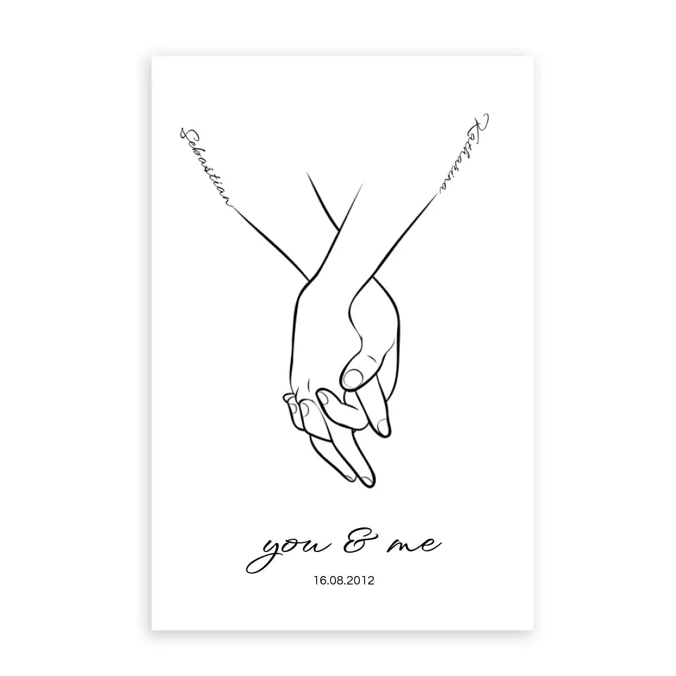 Hand in Hand Namen - Personalisiertes Poster