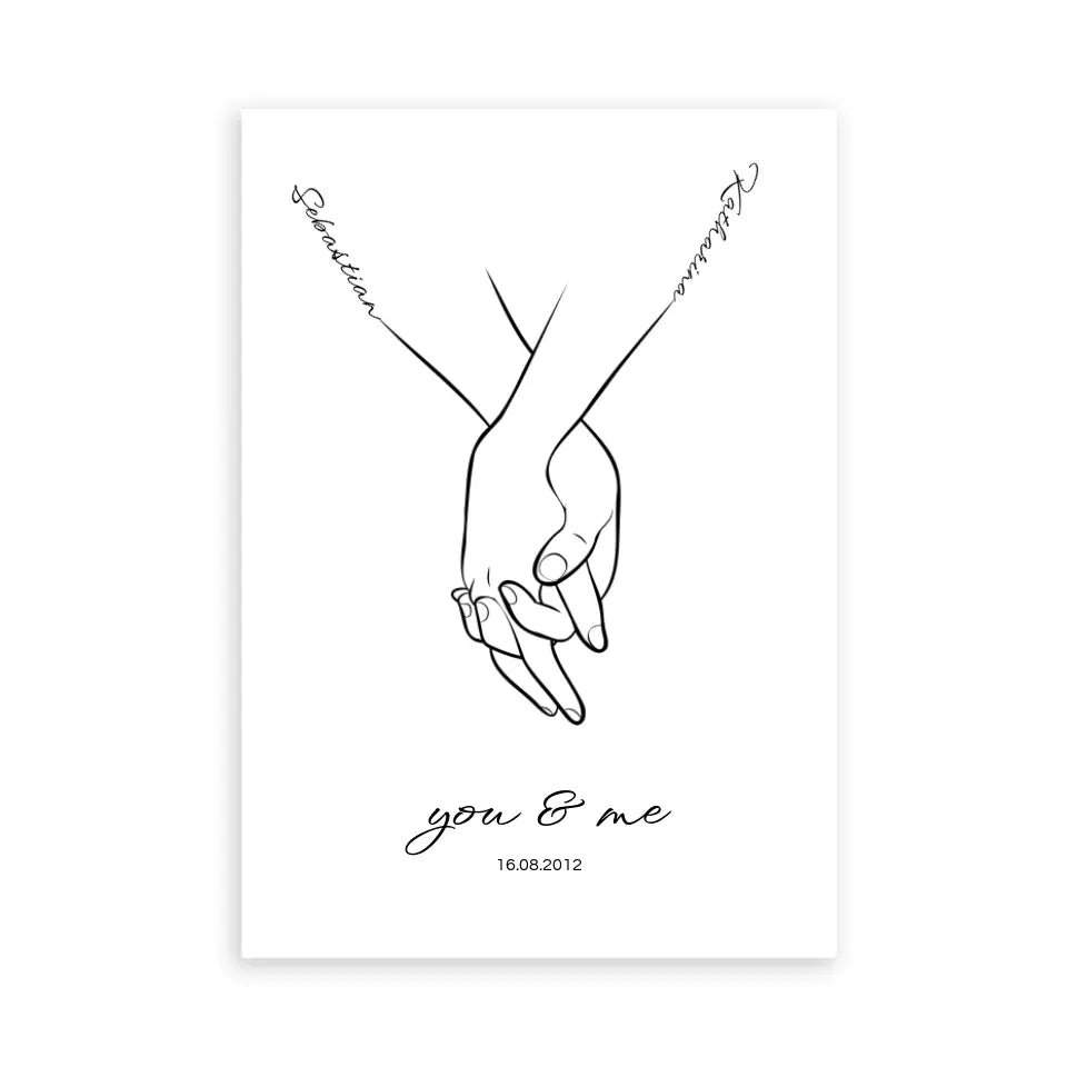 Hand in Hand Namen - Personalisiertes Poster